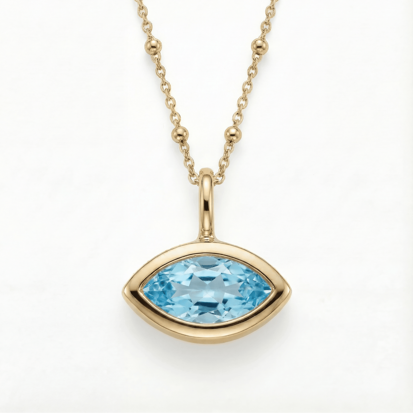 Siren’s Teardrop Sky Blue Topaz Necklace - Gold or Silver