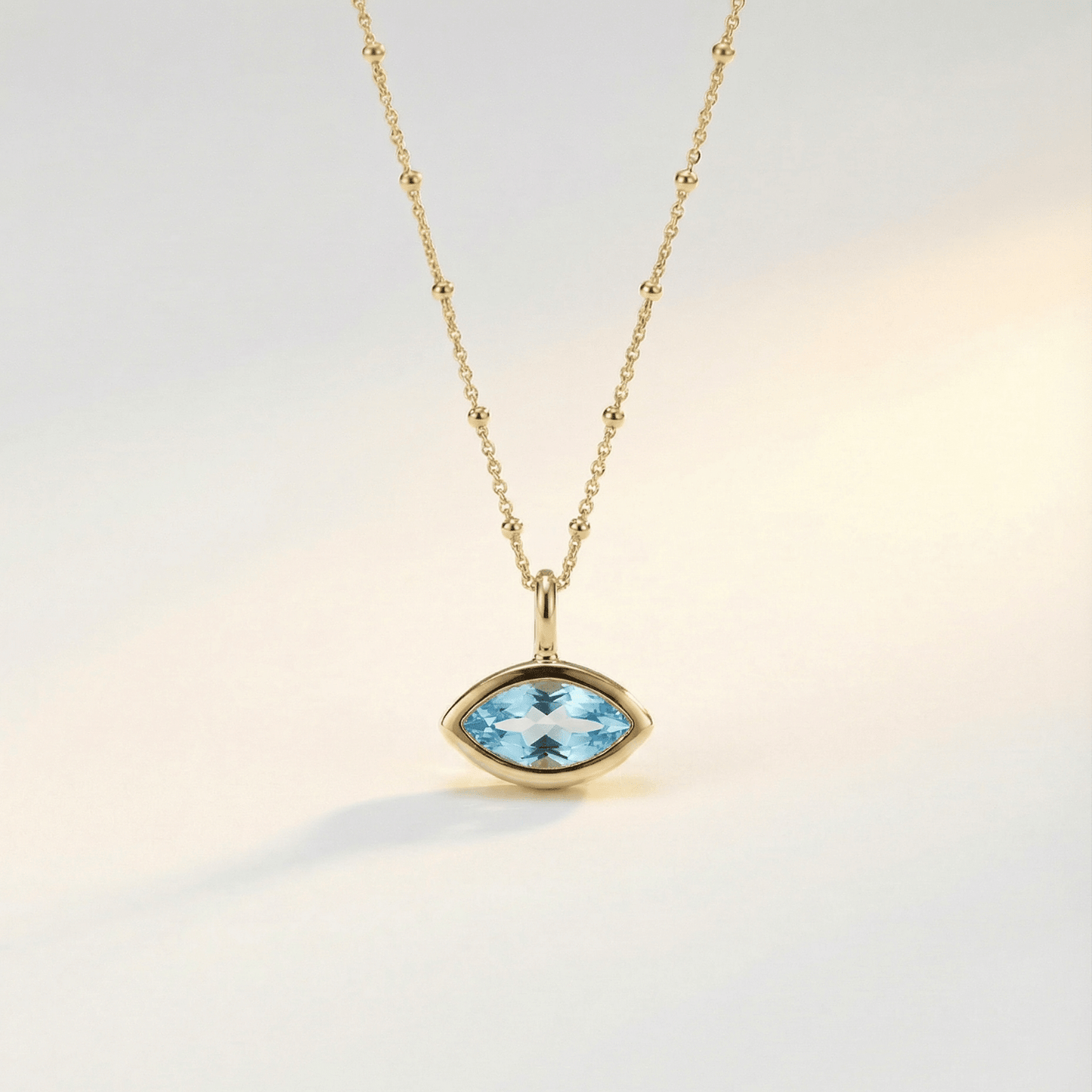Siren’s Teardrop Sky Blue Topaz Necklace - Gold or Silver