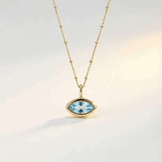 Siren’s Teardrop Sky Blue Topaz Necklace - Gold or Silver