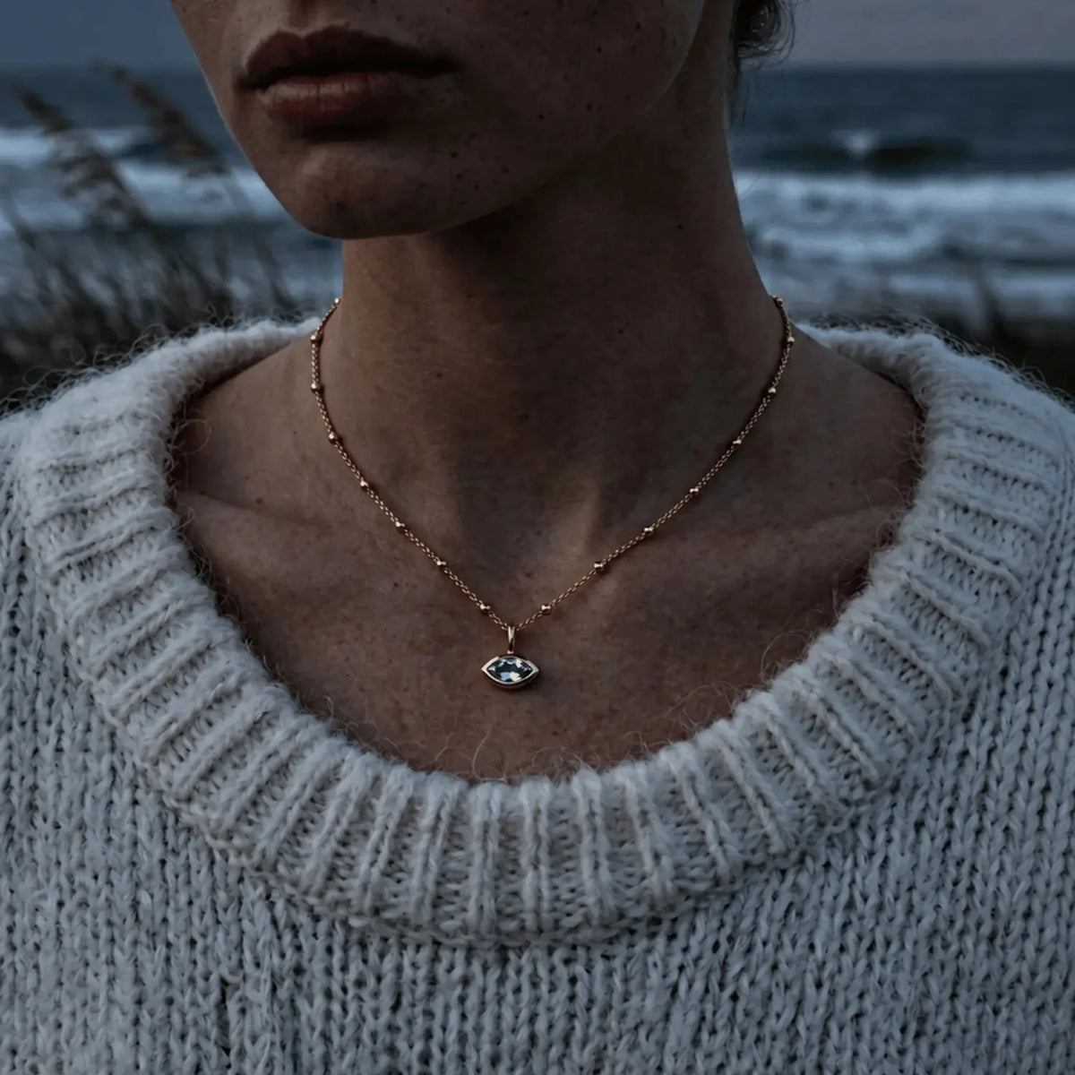 Siren’s Teardrop Sky Blue Topaz Necklace - Gold or Silver