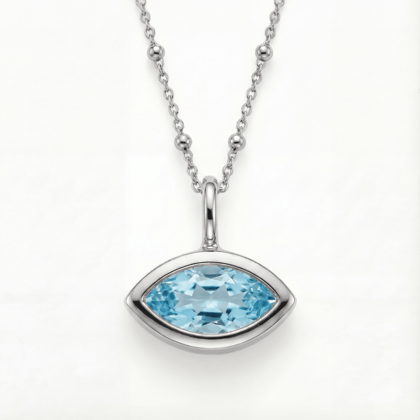 Siren’s Teardrop Sky Blue Topaz Necklace - Gold or Silver