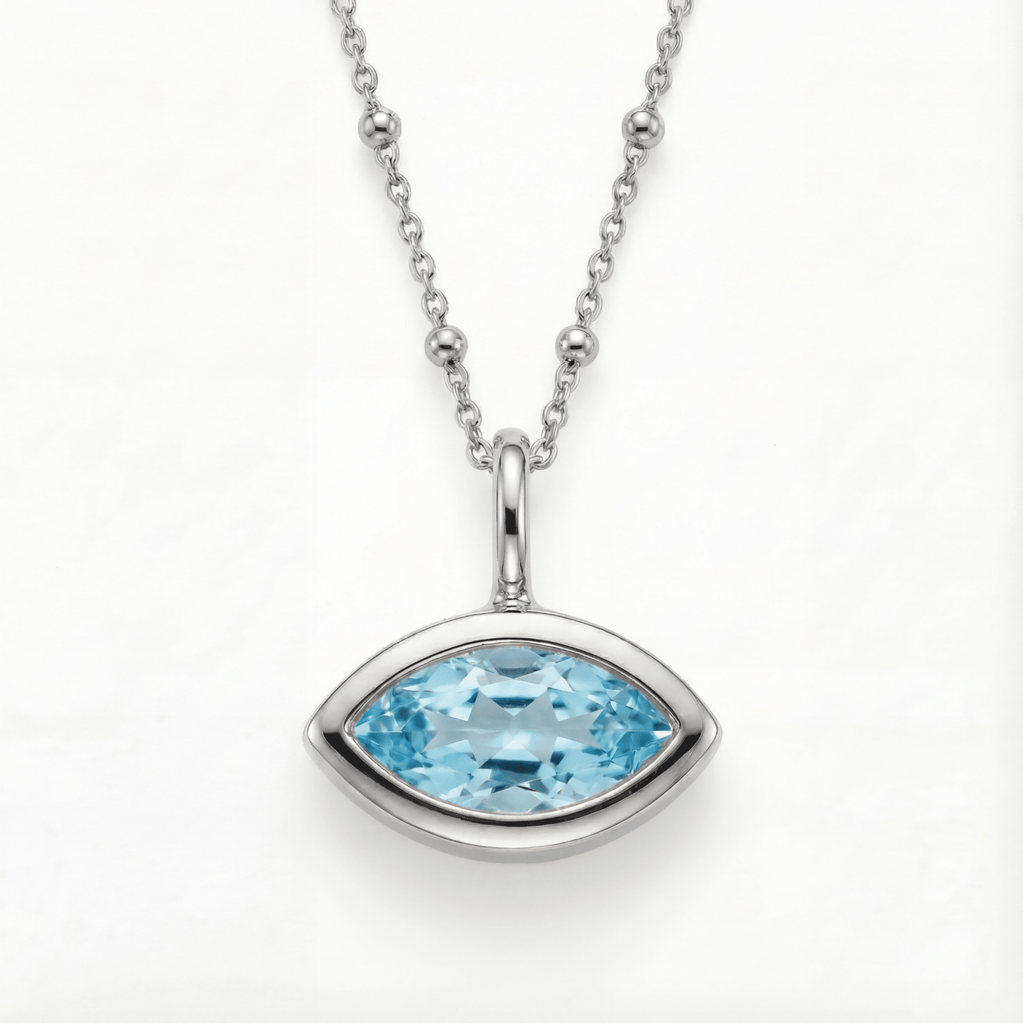 Siren’s Teardrop Sky Blue Topaz Necklace - Gold or Silver