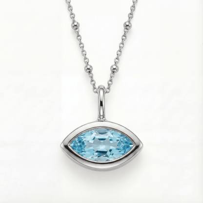 Siren’s Teardrop Sky Blue Topaz Necklace - Gold or Silver