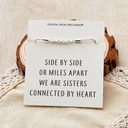 Sister Bracelet with Quote Card Created with Zircondia® Crystals