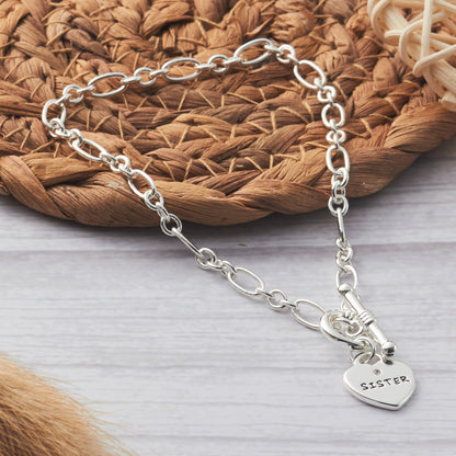 Sister Charm Bracelet with Quote Card Created with Zircondia® Crystals