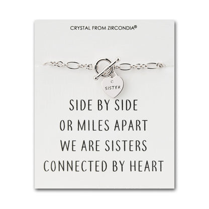 Sister Charm Bracelet with Quote Card Created with Zircondia® Crystals