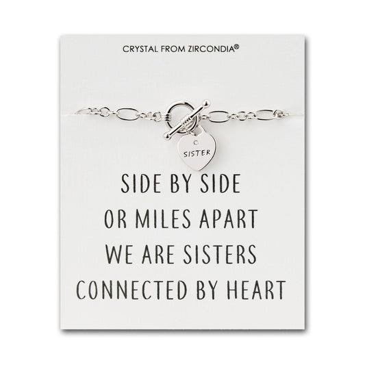 Sister Charm Bracelet with Quote Card Created with Zircondia® Crystals