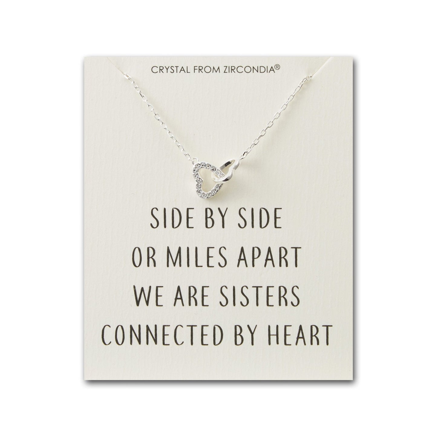 Sister Heart Link Necklace with Quote Card Created with Zircondia® Crystals