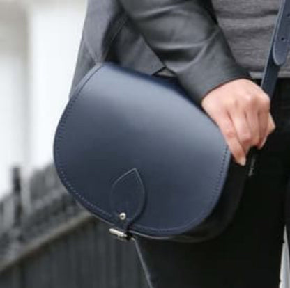 Handmade Leather Saddle Bag - Navy