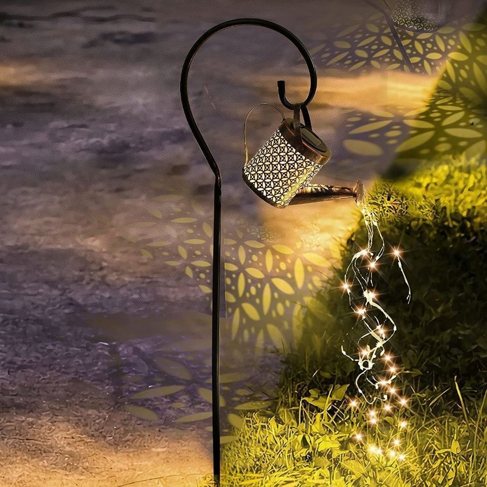 Solar Kettle Lamp Iron Watering Can Lantern