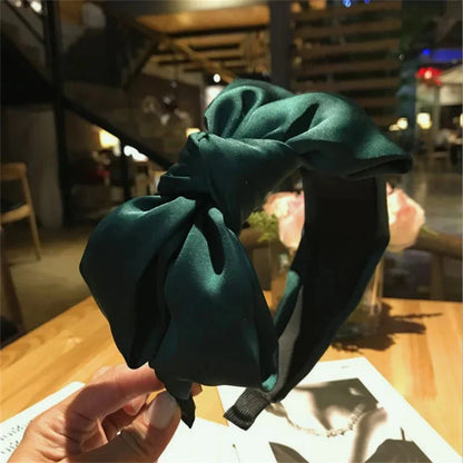 Solid Bowknot wide Hairbands Hair Accessories