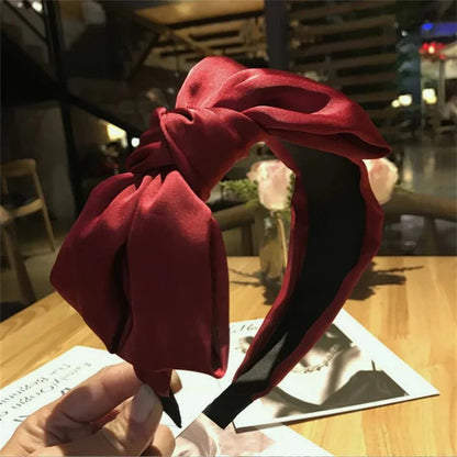 Solid Bowknot wide Hairbands Hair Accessories