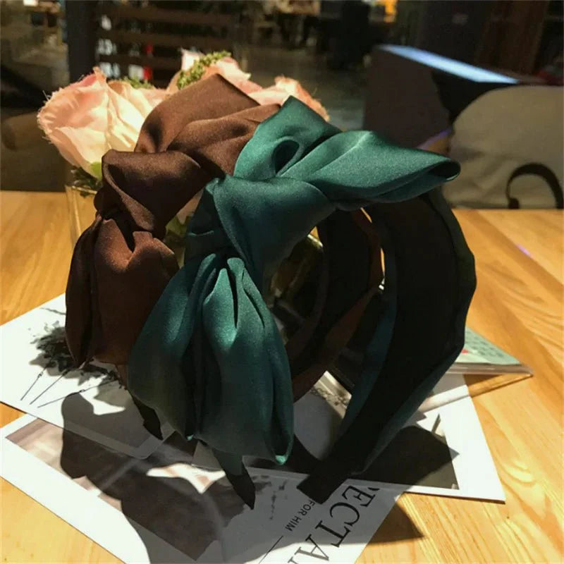 Solid Bowknot wide Hairbands Hair Accessories