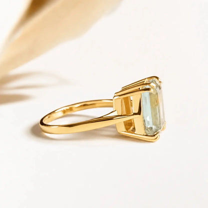 Gold or Silver Green Quartz Ring - Luna