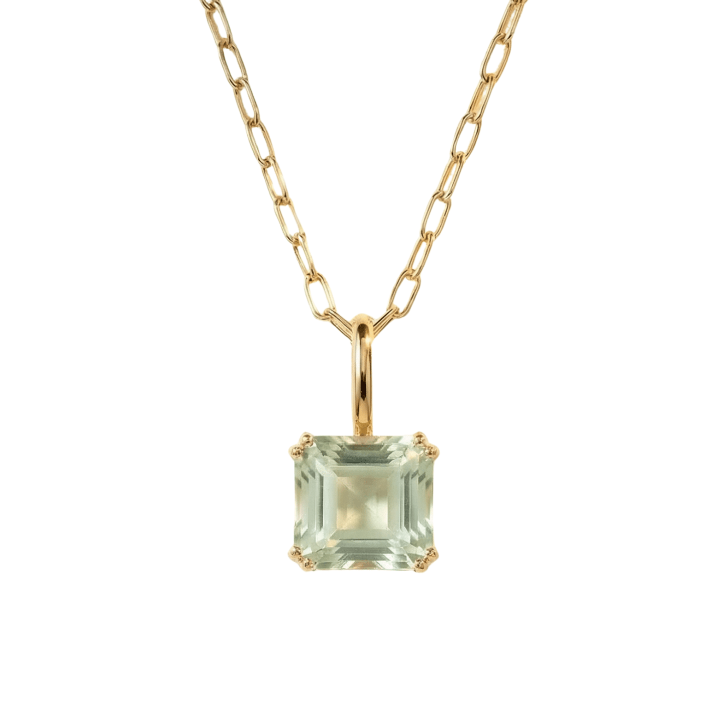 Large Gold Green Quartz Necklace - Giselle