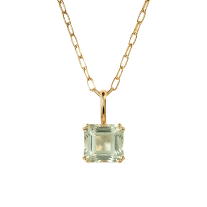 Large Gold Green Quartz Necklace - Giselle