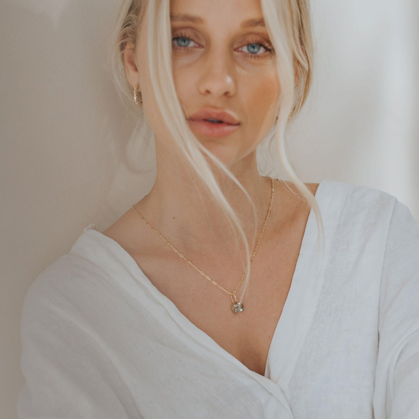 Large Gold Green Quartz Necklace - Giselle