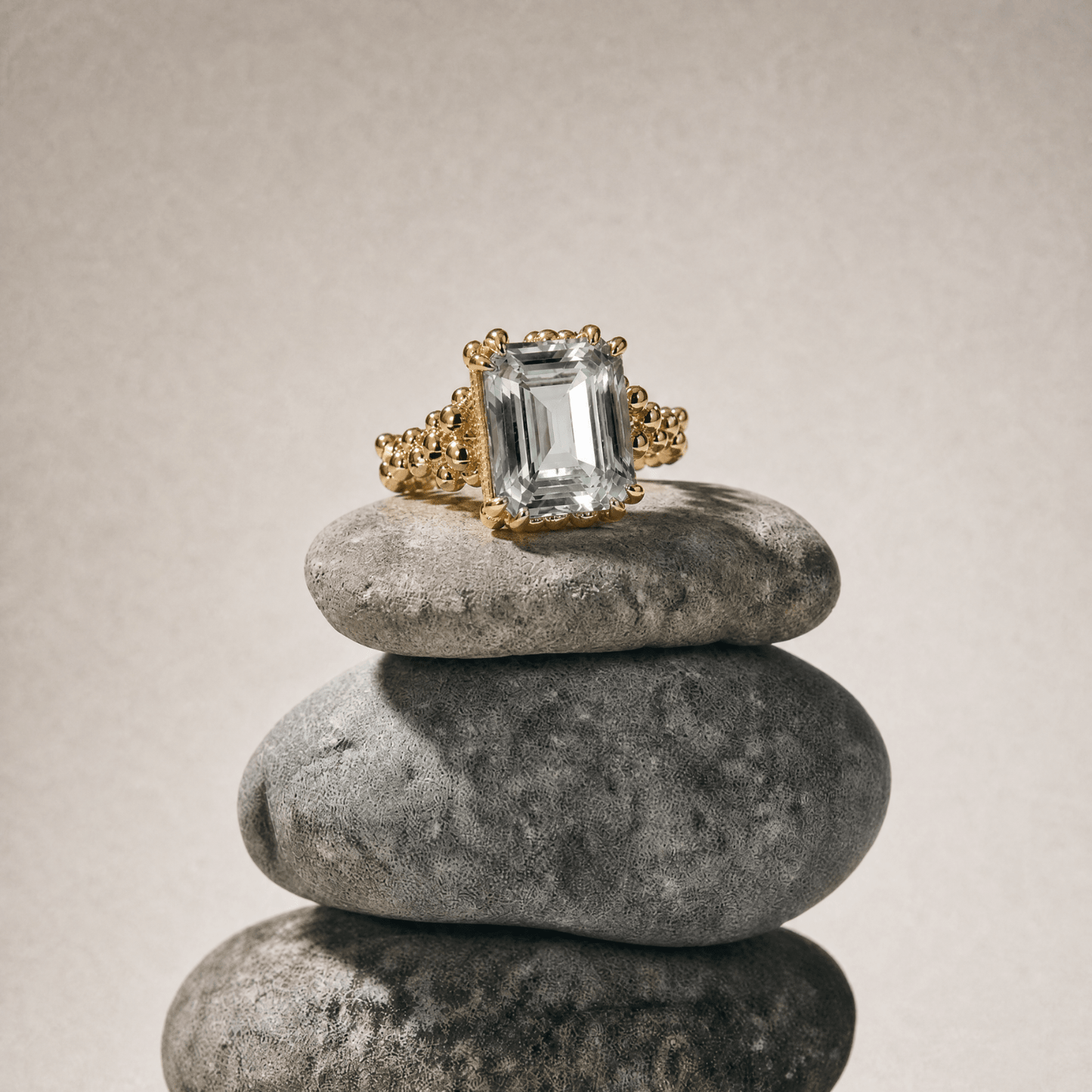 Gold or Silver Statement Green Quartz Ring - Giselle