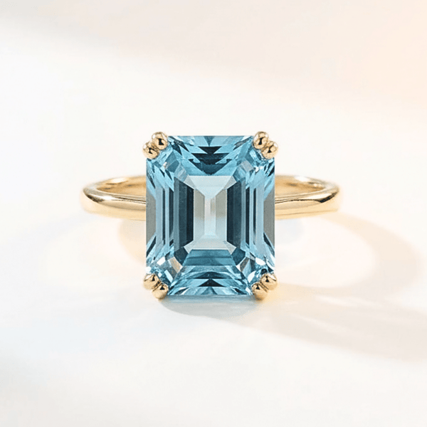 Gold or Silver Ocean Blue Topaz Ring - Bali