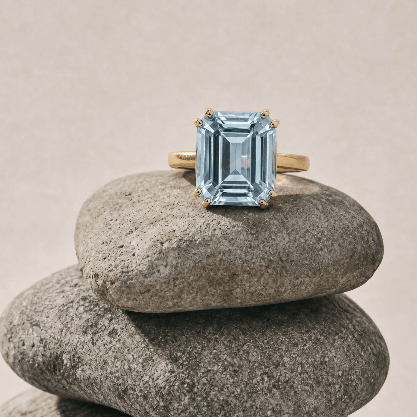 Gold or Silver Ocean Blue Topaz Ring - Bali