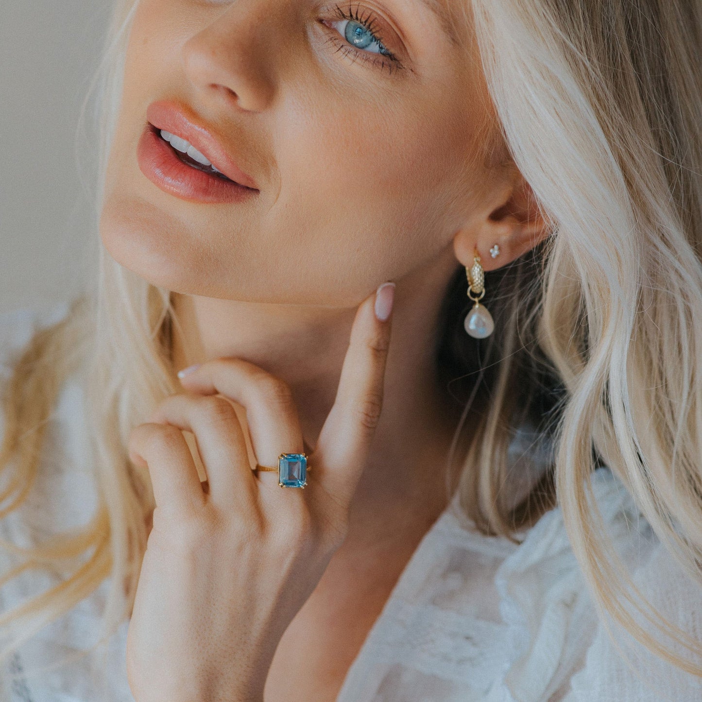 Gold or Silver Ocean Blue Topaz Ring - Bali