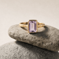 Tidewashed Amethyst Ring - Octagonal Amethyst & Hammered Band