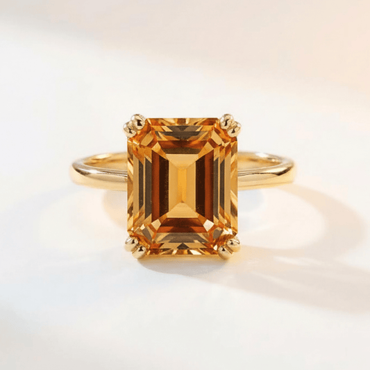 Gold or Silver Vintage Citrine Gemstone Ring - Isla