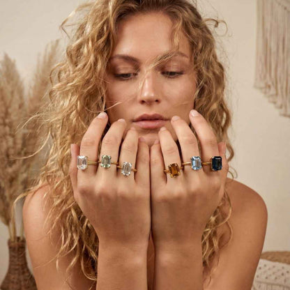 Gold or Silver Vintage Citrine Gemstone Ring - Isla