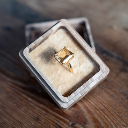 Gold or Silver Vintage Citrine Gemstone Ring - Isla