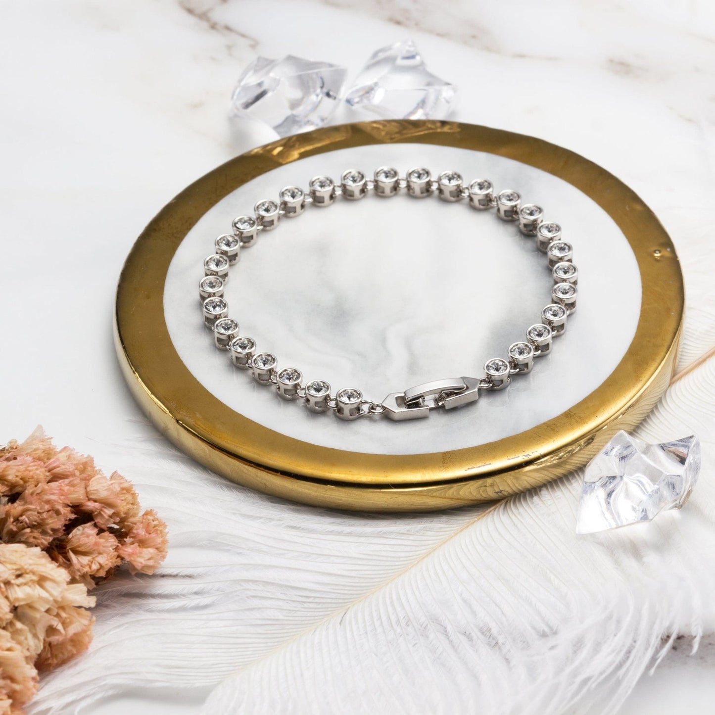 Solitaire Bracelet Created with Zircondia® Crystals