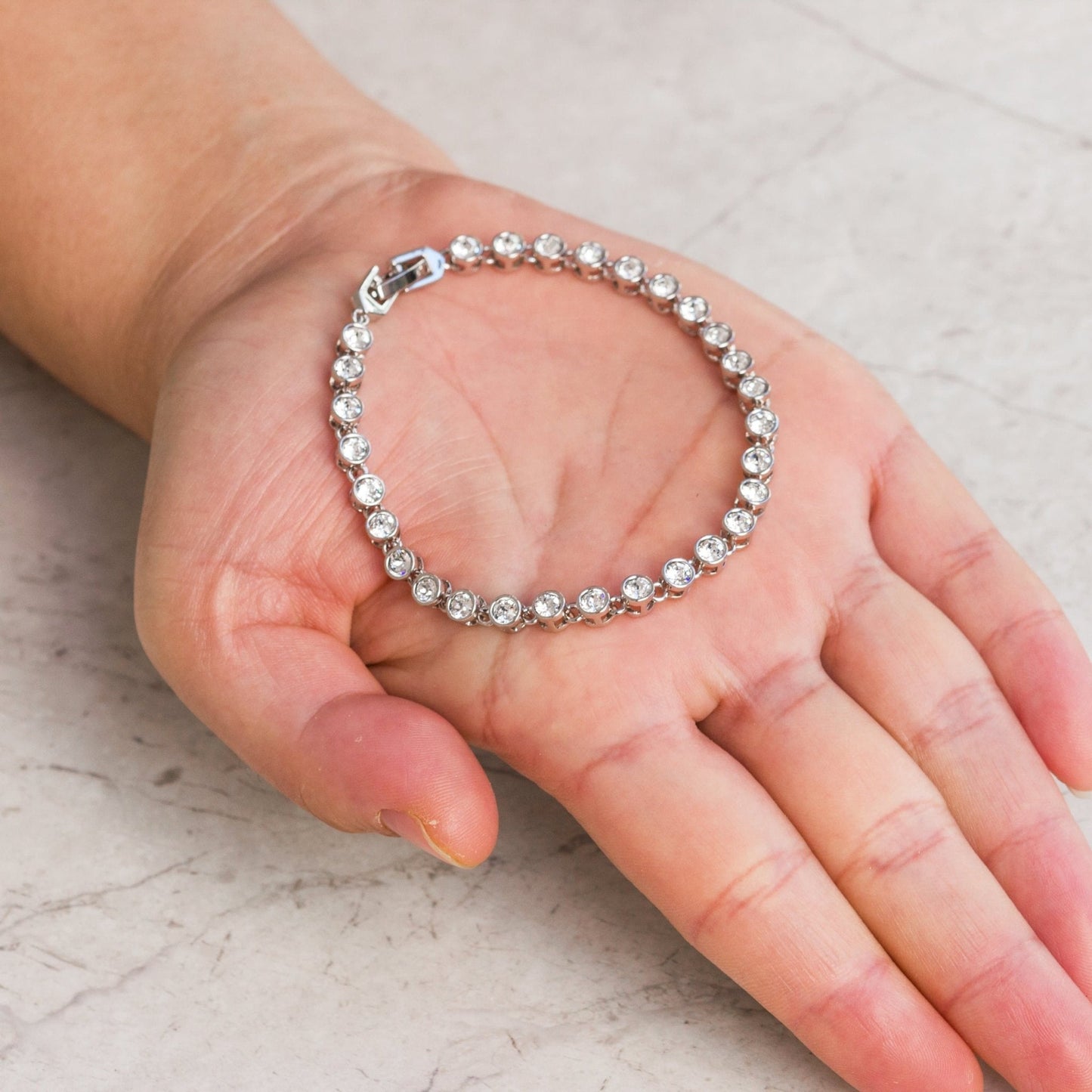 Solitaire Bracelet Created with Zircondia® Crystals