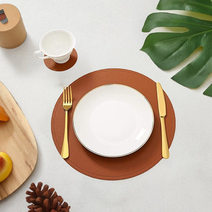 SophistiMat Brown Leather Placemat and Coaster Set
