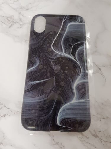 Étui en marbre noir brillant en TPU - Pour iPhone X / Xs