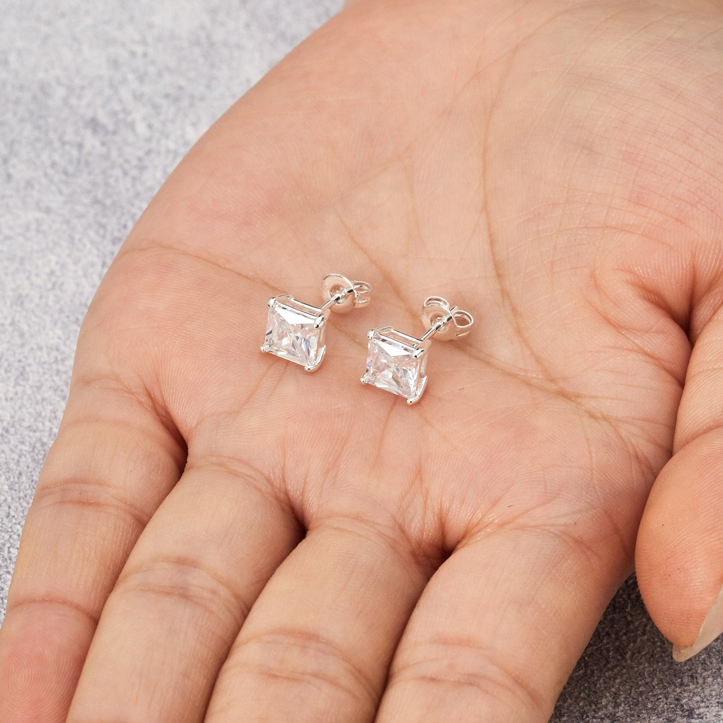 Square Earrings Created with Zircondia® Crystals