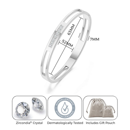 Stainless Steel Channel Bangle Created with Zircondia® Crystals (7 Inch)