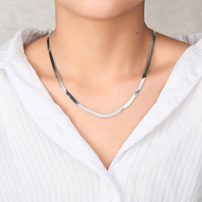 Stainless Steel Herringbone Flat Snake Chain 16" 18" 20" Inch Necklace