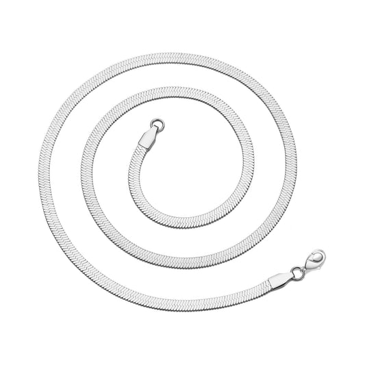 Stainless Steel Herringbone Flat Snake Chain 16" 18" 20" Inch Necklace