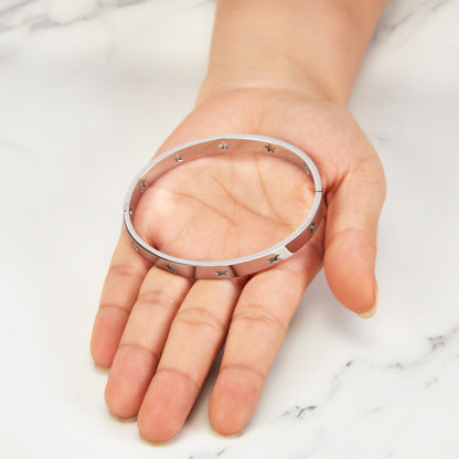 Stainless Steel Star Bangle (7 Inch)