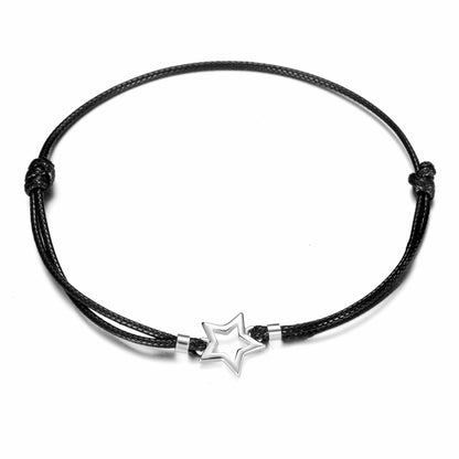 Sterling Silver Friendship Quote Corded Star Bracelet
