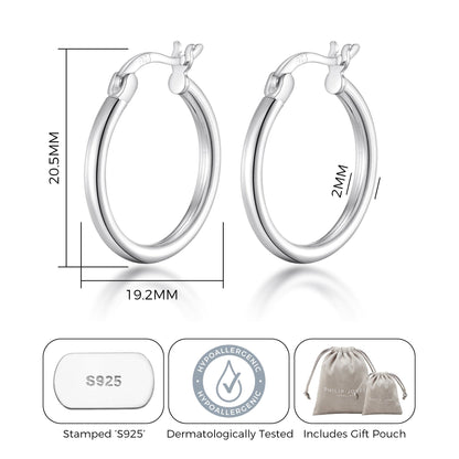 Sterling Silver 20mm Hoop Earrings
