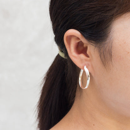 Sterling Silver 30mm Oval Hoop Earrings