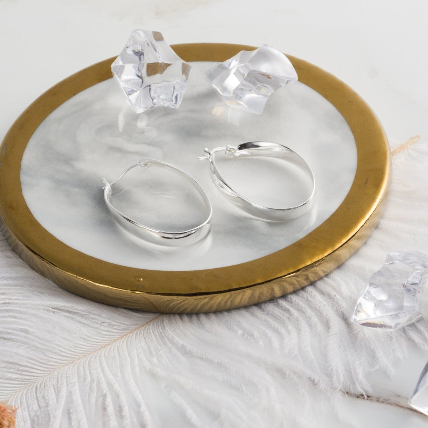 Sterling Silver 30mm Oval Hoop Earrings