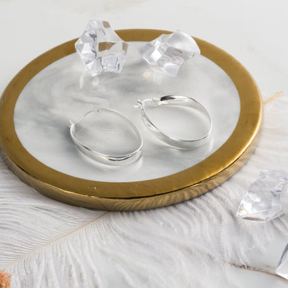 Sterling Silver 30mm Oval Hoop Earrings