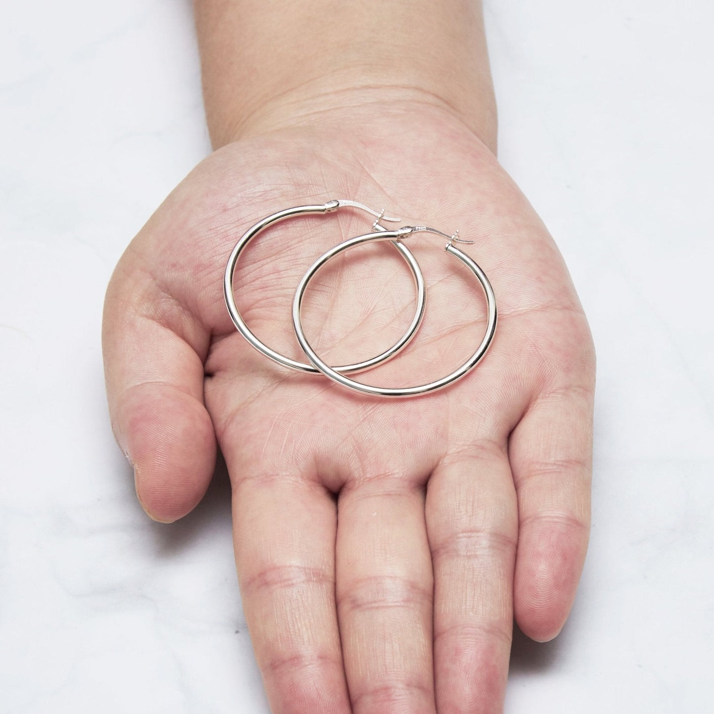 Sterling Silver 40mm Hoop Earrings