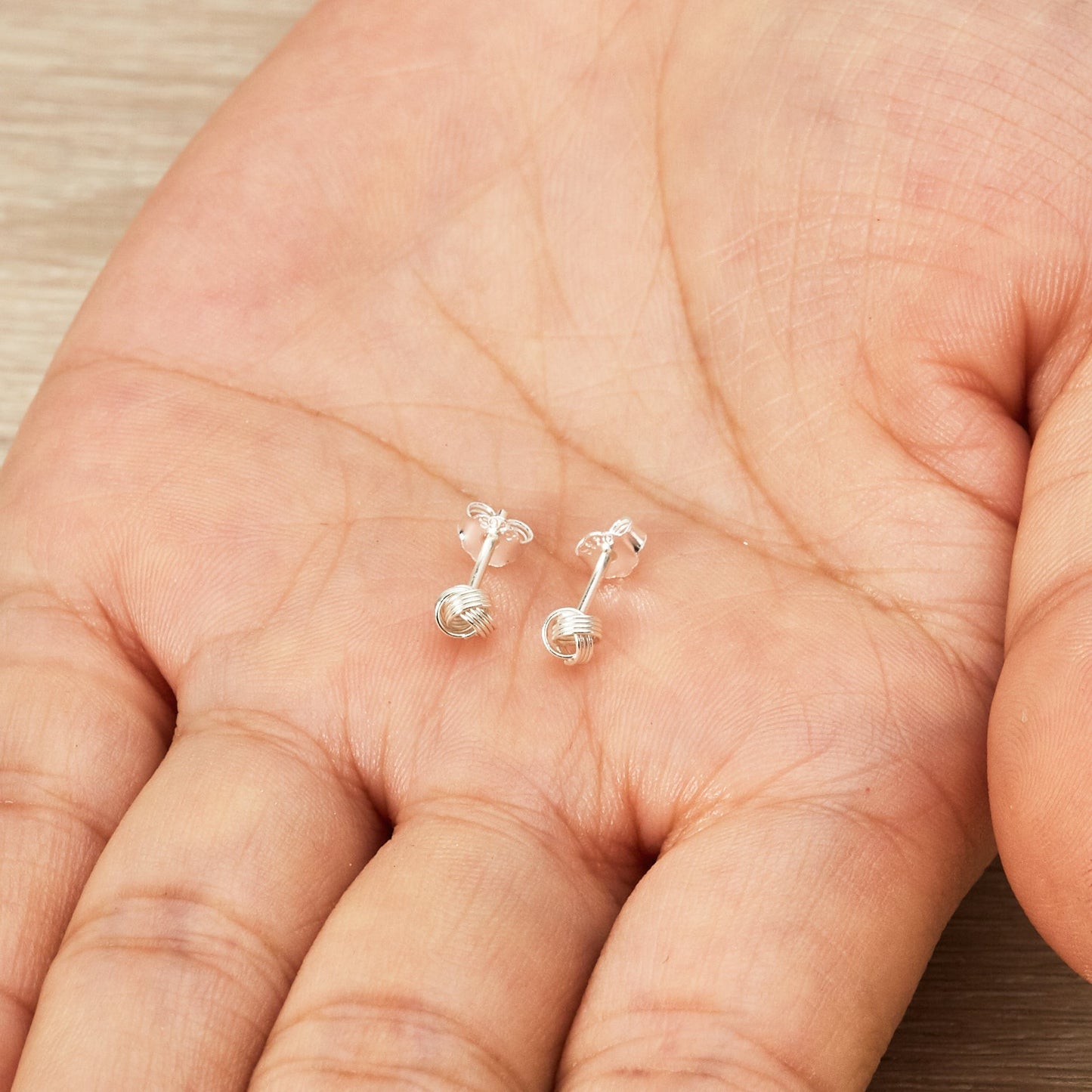 Sterling Silver 4mm Love Knot Earrings