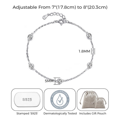 Sterling Silver 5 Stone Bracelet Created with Zircondia® Crystals