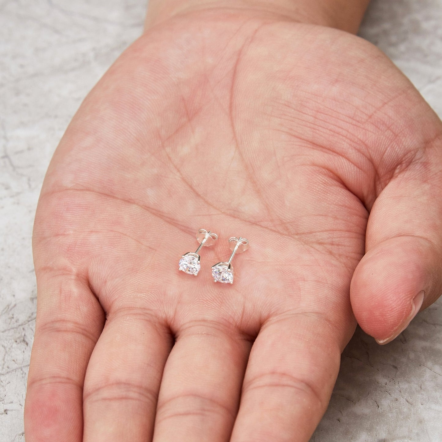 Sterling Silver 6mm Round Earrings Created with Zircondia® Crystals