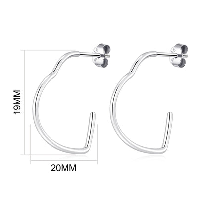 Sterling Silver Abstract Hooped Heart Earrings