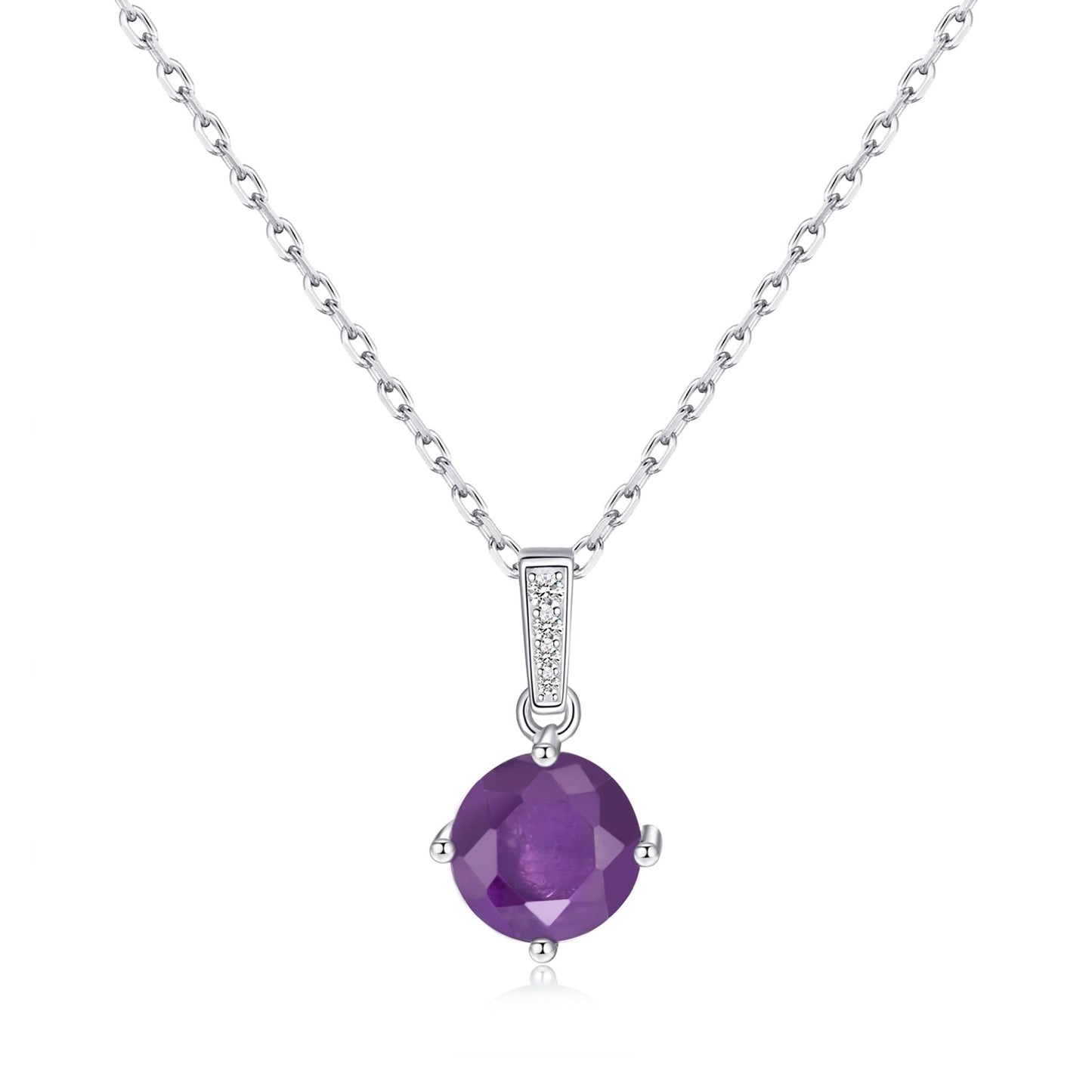 Sterling Silver Amethyst Gemstone Necklace with Quote Card