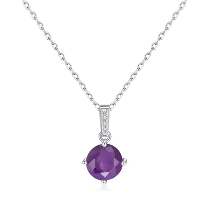 Sterling Silver Amethyst Gemstone Necklace with Quote Card